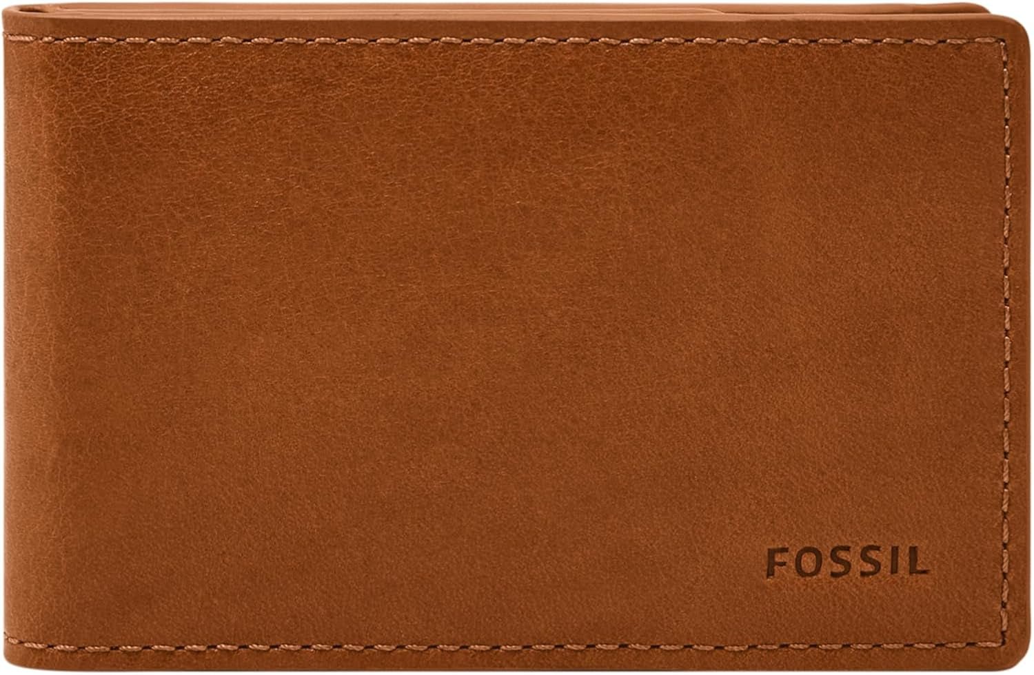 Fossil Andrew Skórzany portfel składany męski 11,5 cm dł. x 1,9 cm szer. x 7,7 cm wys. Portfel męski Naty Shop siodłowy