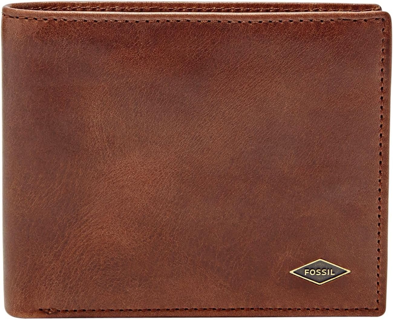 Portfel męski Fossil Ryan Skórzany Bifold 11,43 cm dł. x 2,54 cm szer. x 9,525 cm wys. Portfel męski Naty Shop Ciemnobrązowy