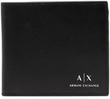 Portfel Armani Exchange A|X z logo z gładkiej skóry, czarny męski portfel Naty Shop z domyślnym tytułem