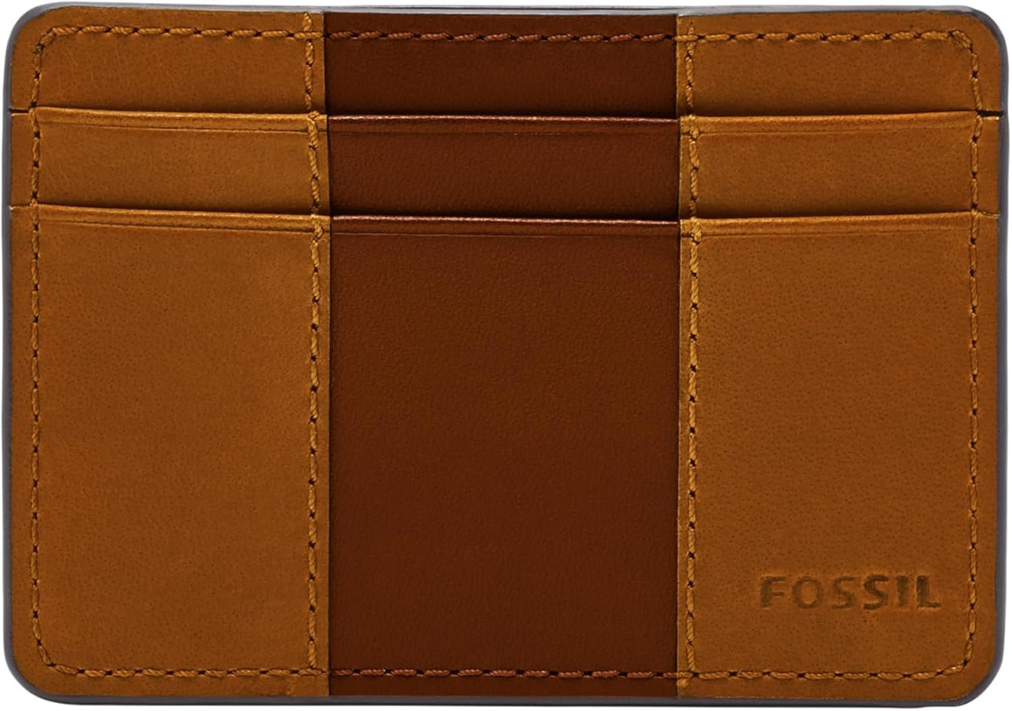 Portfel męski Fossil Everett Skóra/PVC Średni brązowy Etui na karty 10,2 cm dł. x 0,6 cm szer. x 7,0 cm wys. ML4398210 Naty Shop Portfel męski brązowy