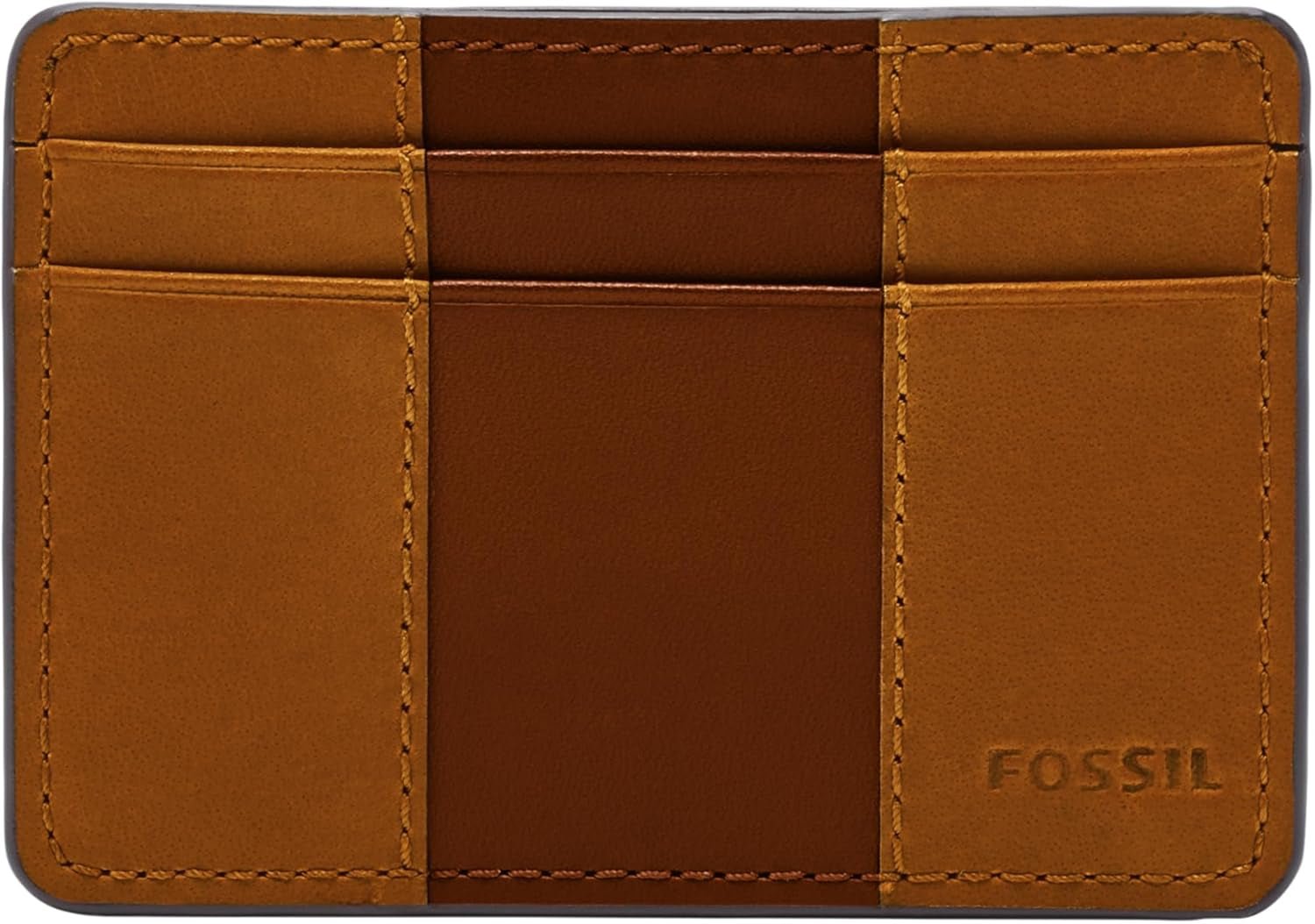 Portfel męski Fossil Everett Skóra/PVC Średni brązowy Etui na karty 10,2 cm dł. x 0,6 cm szer. x 7,0 cm wys. ML4398210 Naty Shop Portfel męski brązowy
