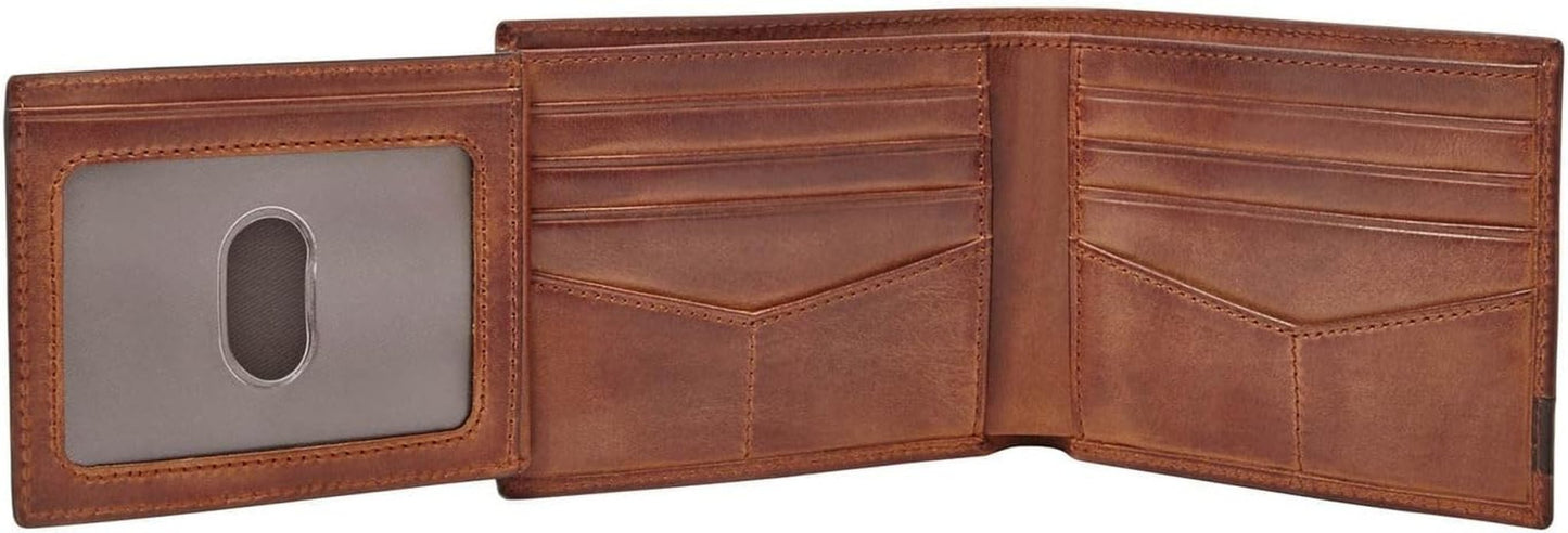 Portfel męski Fossil Quinn – 100% brązowa, składana skóra, 11,5 cm dł. x 2 cm szer. x 9 cm wys. ML3644200 Portfel męski Naty Shop