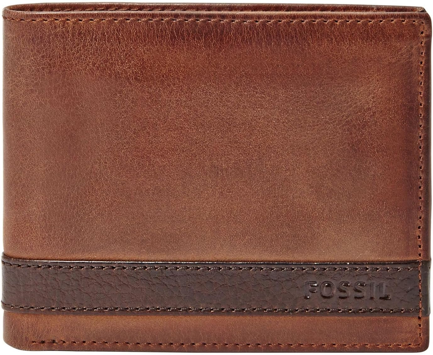 Portfel męski Fossil Quinn - 100% brązowa skóra składana na dwie części, 11,5 cm dł. x 2 cm szer. x 9 cm wys. ML3644200 Portfel męski Naty Shop brązowy