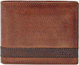 Portfel męski Fossil Quinn - 100% brązowa skóra składana na dwie części, 11,5 cm dł. x 2 cm szer. x 9 cm wys. ML3644200 Portfel męski Naty Shop brązowy