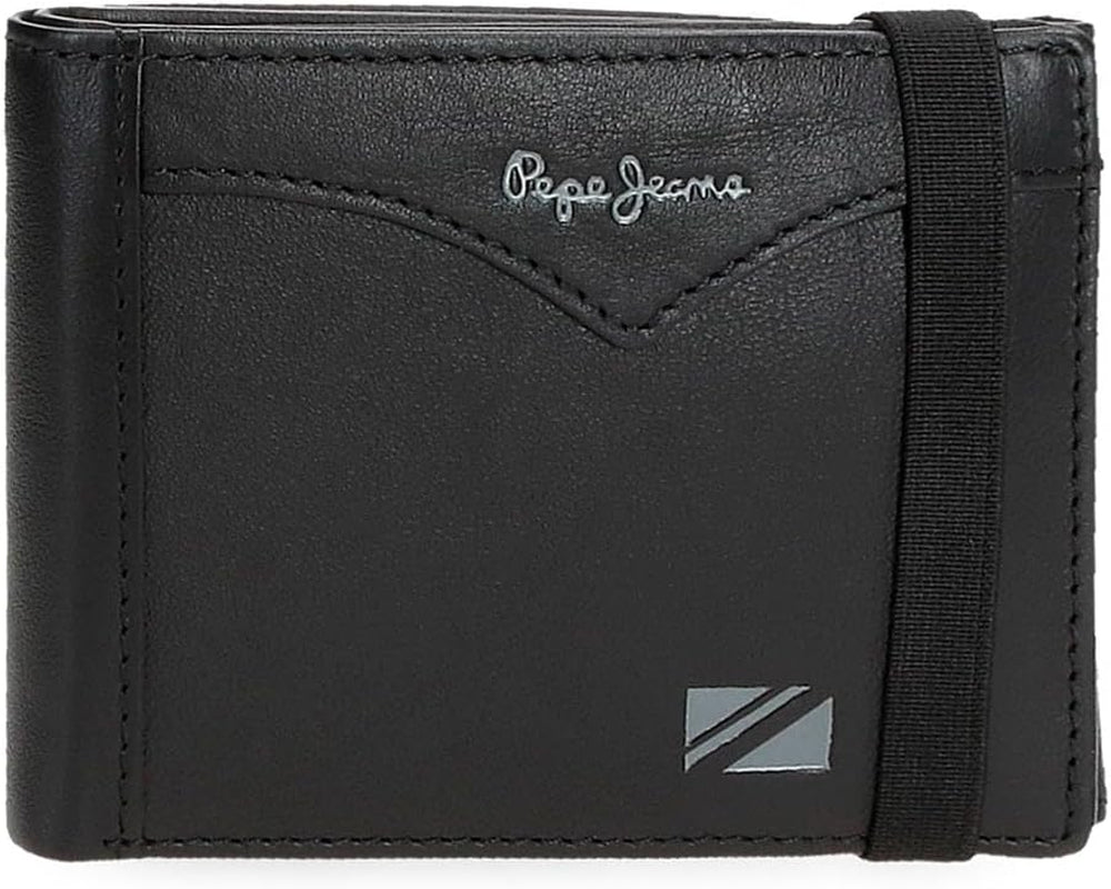 Portfel do marynarki Pepe Jeans z elastycznym paskiem, jeden rozmiar. Portfel męski Naty Shop Black