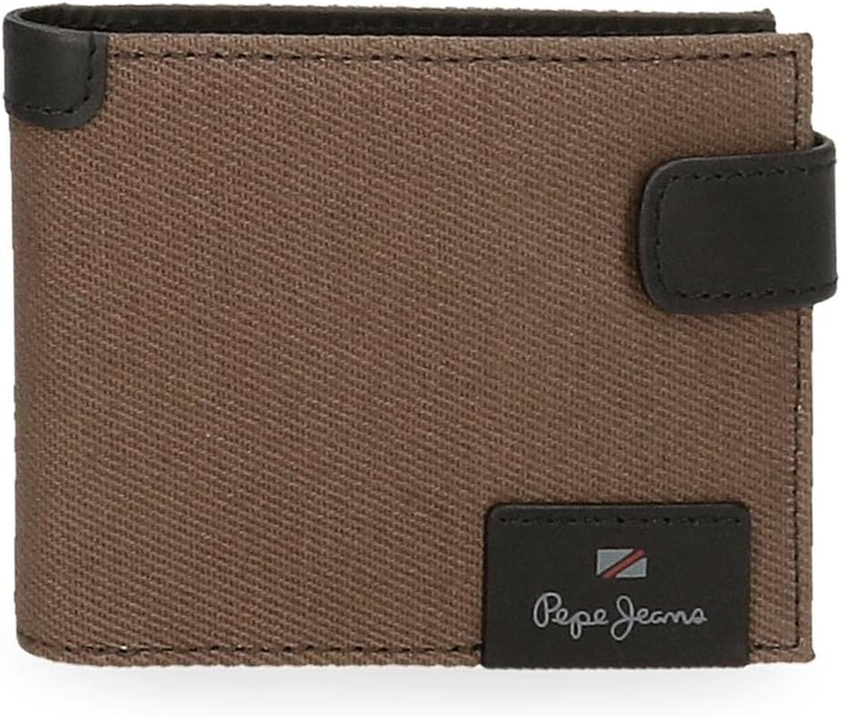 Poziomy portfel Pepe Jeans Hilltop zapinany na zatrzask, wyjątkowy portfel męski Naty Shop Brown