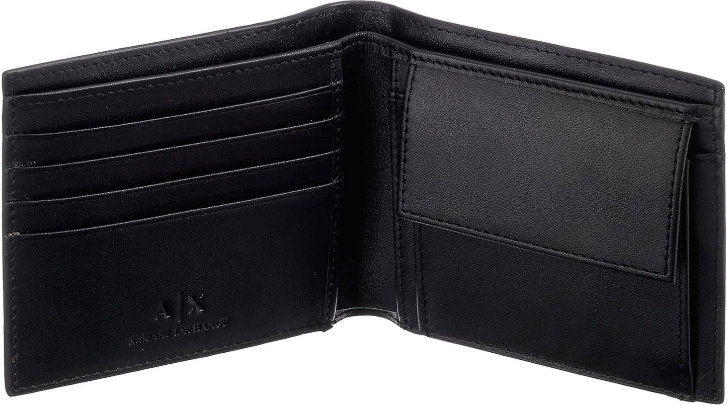 Niezbędny portfel męski Armani Exchange Prosty nadruk logo Czarny portfel męski Naty Shop