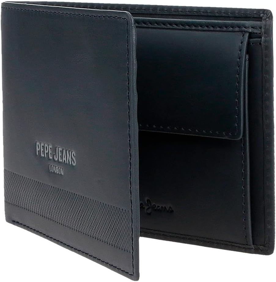 Pepe Jeans Portfel męski Niebieski 11,5 x 8 x 1 cm Skórzany portfel chroniony RFID z kieszonką na monety Portfel męski Naty Shop