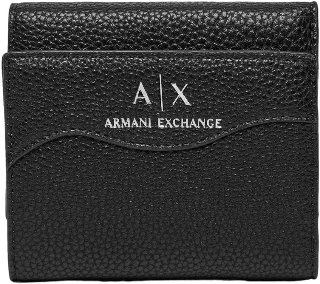 Dwukrotnie składany portfel damski Armani Exchange Wave, czarny Naty Shop Portfel damski Domyślny tytuł