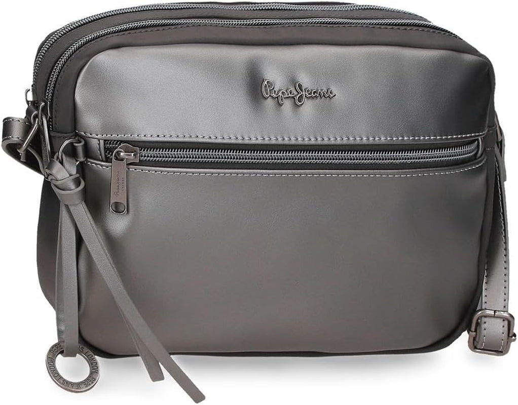 Portfel, torebka, portfel Pepe Jeans Ruby, wykonane z poliestru z detalami ze sztucznej skóry. Przegródki, zamki. Z portfela damskiego Joumma Bags Naty Shop Antracytowa podwójna torba na ramię