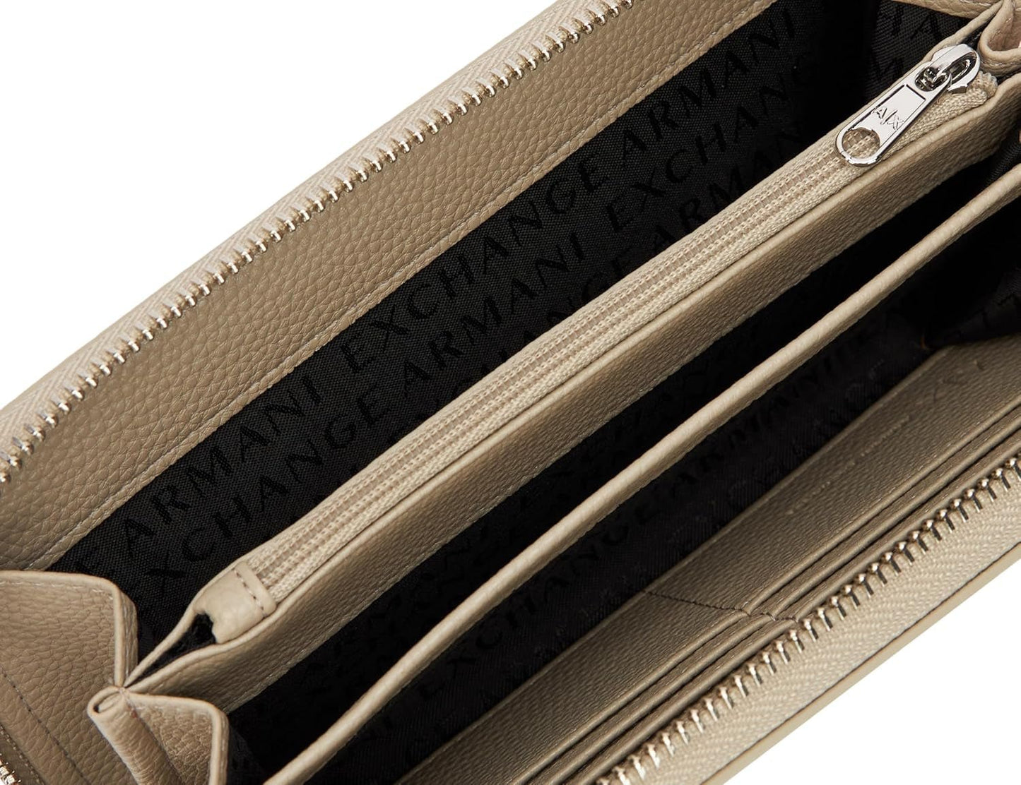 Portfel damski Essential Wave Pisco ze srebrnym nadrukiem Logo Składany na trzy części Portfel damski Armani Exchange Naty Shop