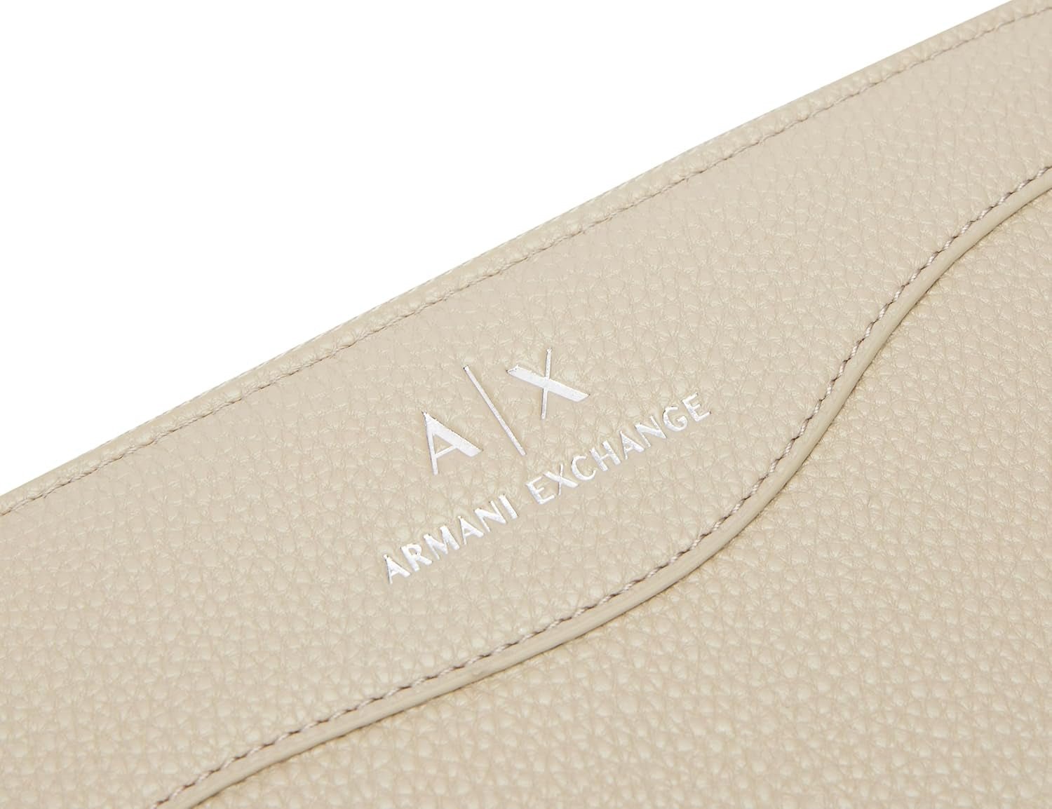 Portfel damski Essential Wave Pisco ze srebrnym nadrukiem Logo Składany na trzy części Portfel damski Armani Exchange Naty Shop