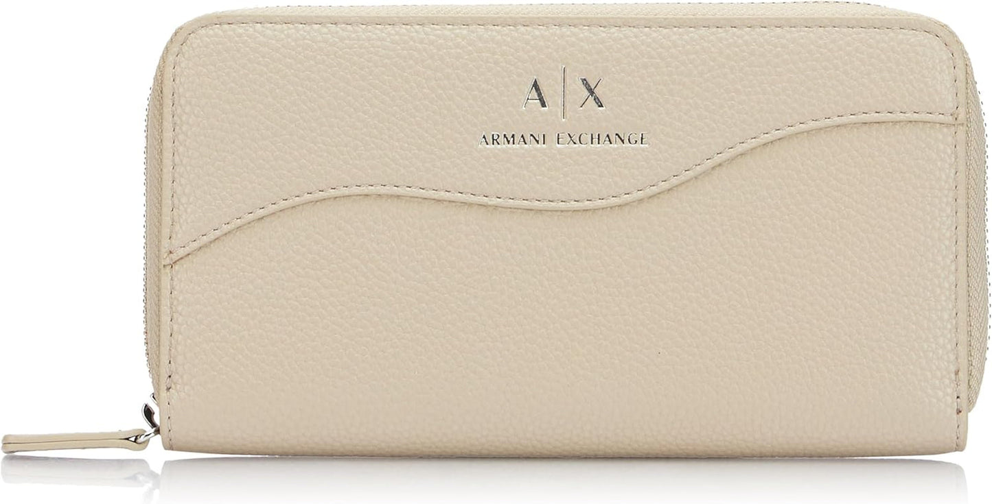 Armani Exchange Damski portfel Essential Wave Pisco ze srebrnym nadrukiem Logo Składany na trzy części portfel Naty Shop Portfel damski Domyślny tytuł