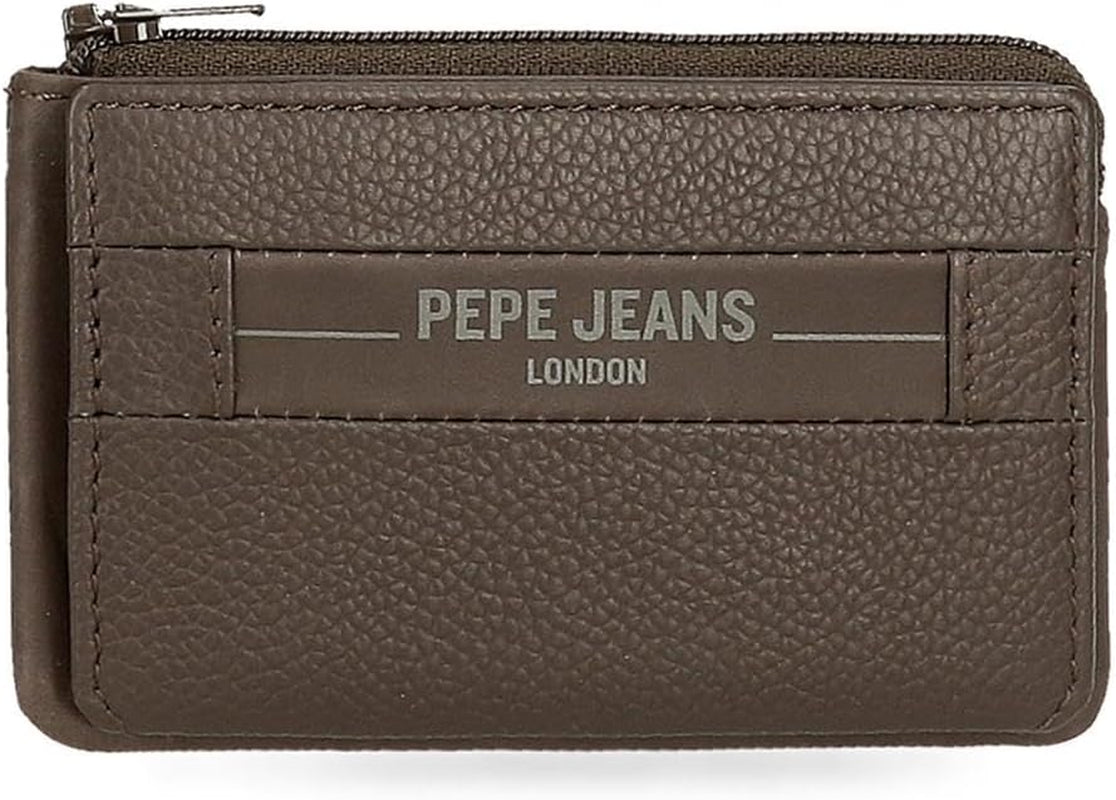 Pepe Jeans Checkbox Portfele i portmonetki ze skóry bydlęcej Czarny Brązowy Niebieski Szary Portfel męski Naty Shop Brązowe etui na karty