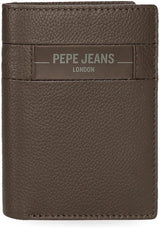 Pepe Jeans Checkbox Czarny Brązowy Niebieski Szary Portfele i torebki ze skóry bydlęcej Naty Shop Portfel męski Brązowy Portfel pionowy