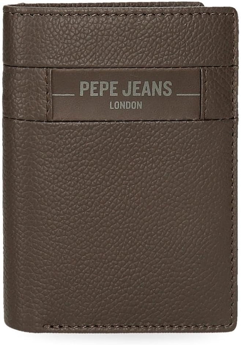 Pepe Jeans Checkbox Czarny Brązowy Niebieski Szary Portfele i torebki ze skóry bydlęcej Naty Shop Portfel męski Brązowy Portfel pionowy
