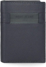 Pepe Jeans Checkbox Portfele i portmonetki ze skóry bydlęcej Czarny Brązowy Niebieski Szary Portfel męski Naty Shop Niebieski Portfel pionowy