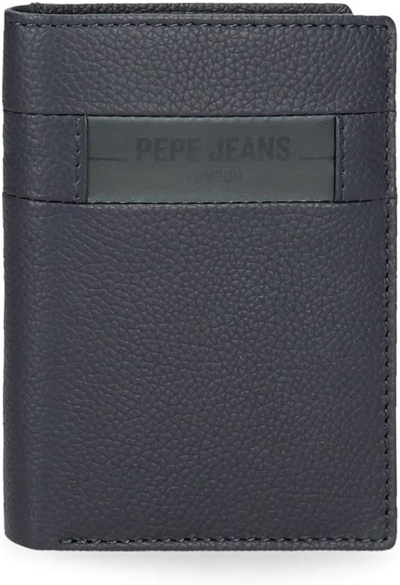 Pepe Jeans Checkbox Portfele i portmonetki ze skóry bydlęcej Czarny Brązowy Niebieski Szary Portfel męski Naty Shop Niebieski Portfel pionowy