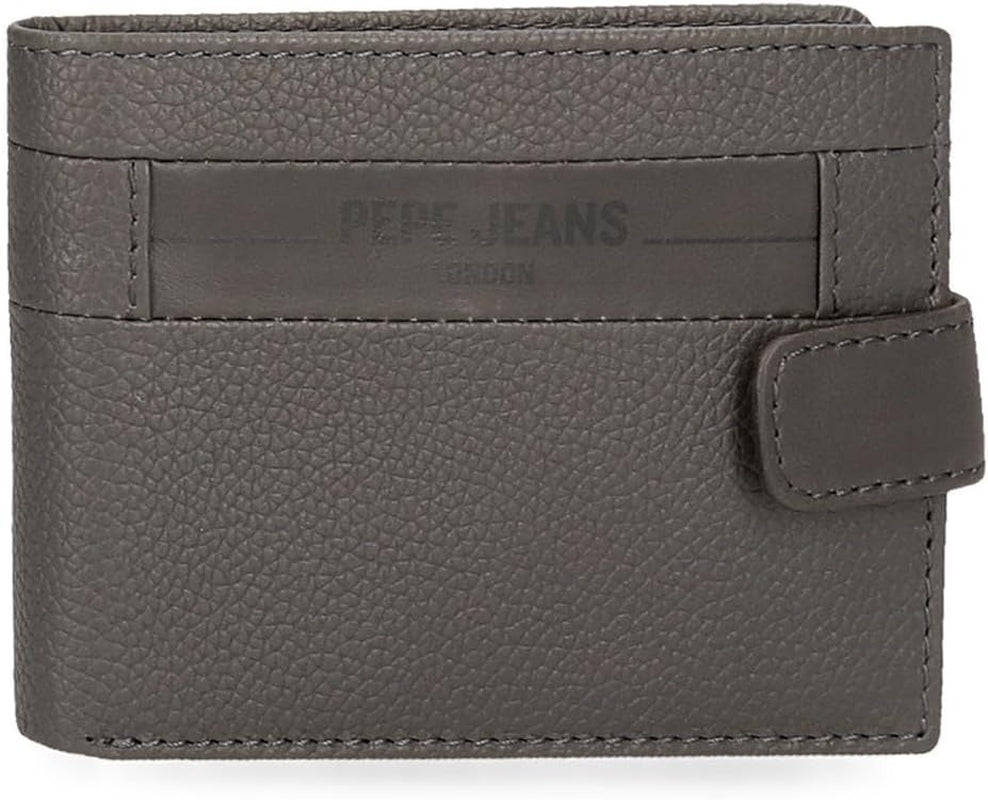 Pepe Jeans Checkbox Czarny Brązowy Niebieski Szary Portfele i portmonetki ze skóry bydlęcej Portfel męski Naty Shop Szary portfel poziomy