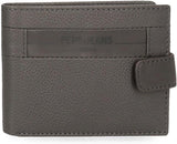 Pepe Jeans Checkbox Czarny Brązowy Niebieski Szary Portfele i portmonetki ze skóry bydlęcej Portfel męski Naty Shop Szary portfel poziomy