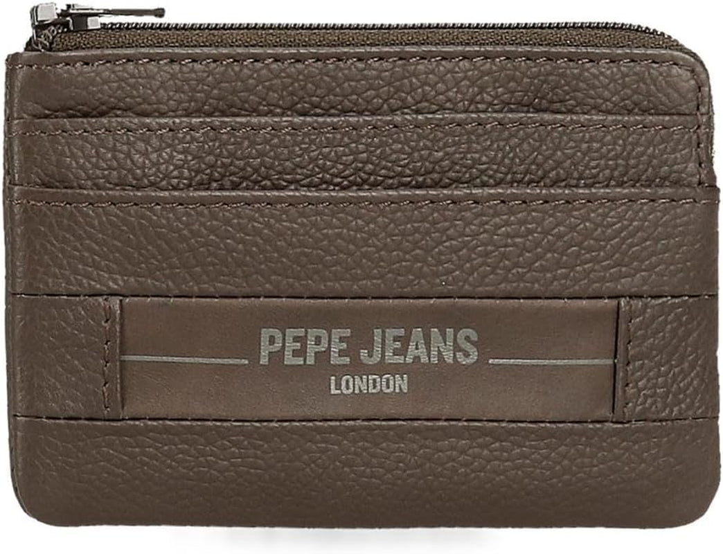 Pepe Jeans Checkbox Portfele i portmonetki ze skóry bydlęcej Czarny Brązowy Niebieski Szary Portfel męski Naty Shop Brązowa torebka