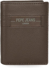Pepe Jeans Checkbox Portfele i portmonetki ze skóry bydlęcej Czarny Brązowy Niebieski Szary Portfel męski Naty Shop Brązowa teczka