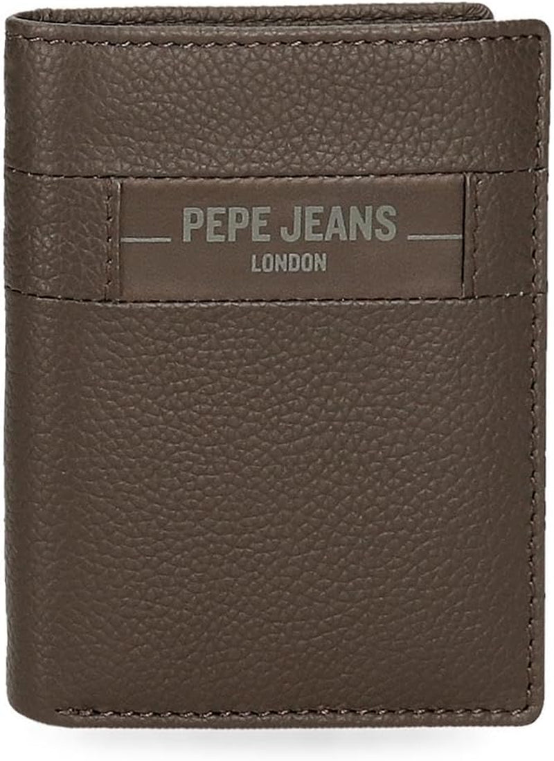 Pepe Jeans Checkbox Portfele i portmonetki ze skóry bydlęcej Czarny Brązowy Niebieski Szary Portfel męski Naty Shop Brązowa teczka