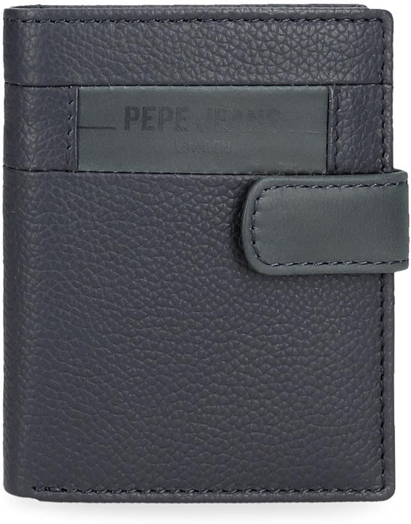 Pepe Jeans Checkbox Portfele i portmonetki ze skóry bydlęcej Czarny Brązowy Niebieski Szary Portfel męski Naty Shop Niebieski portfel Click