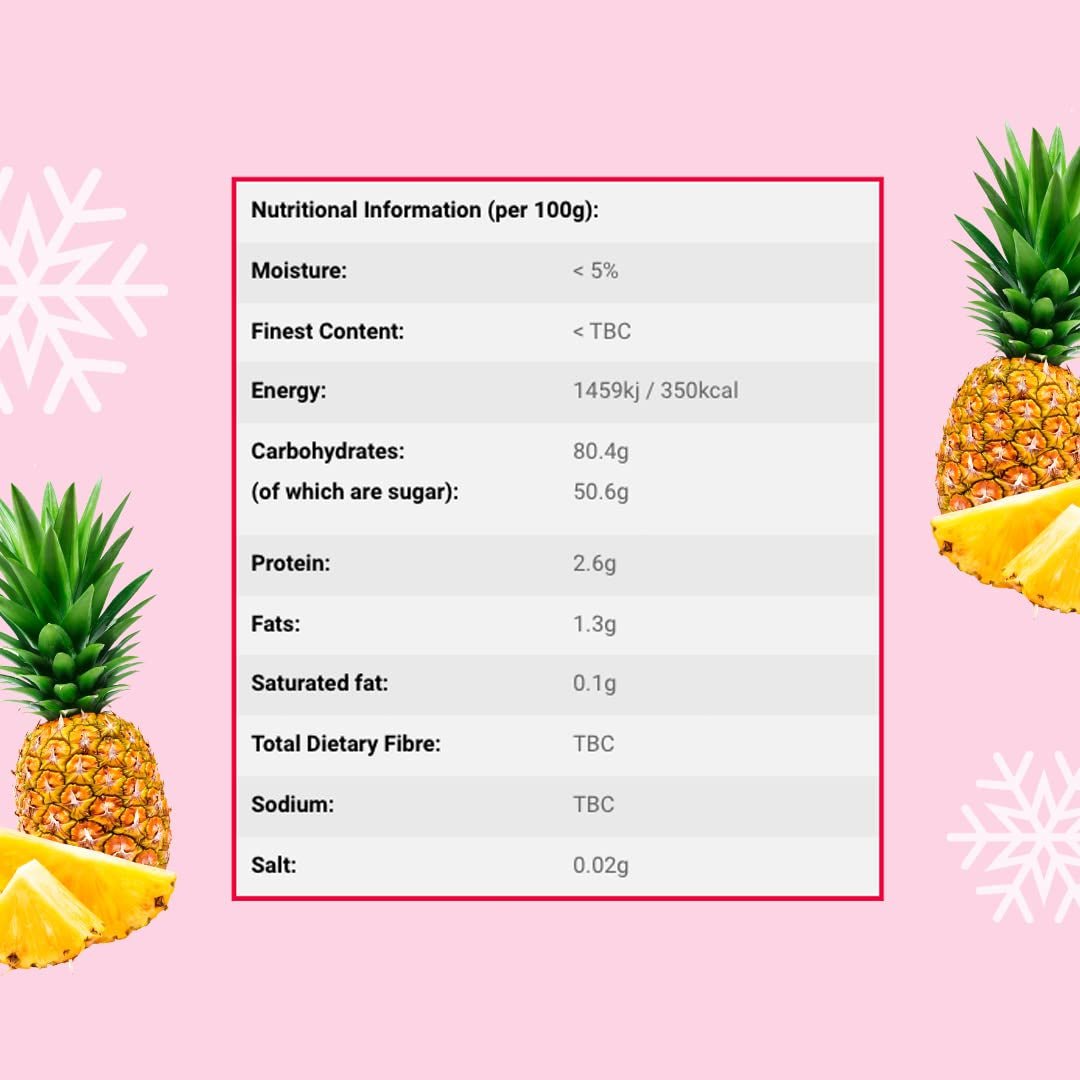 Liofilizowany proszek ananasowy 100g - Liofilizowany proszek owocowy - Liofilizowany proszek ananasowy do koktajli, jogurtów i wypieków - 100% naturalny proszek ananasowy bez dodatków Produkty odwodnione Naty Shop