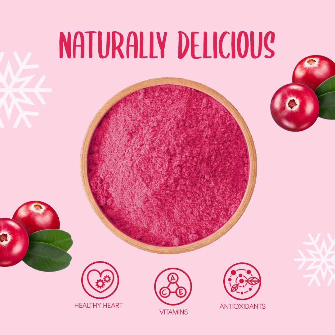 Żurawina liofilizowana w proszku 250g - Proszek z owoców liofilizowanych - Żurawina liofilizowana w proszku do wypieków, koktajli i musli - 100% naturalny proszek żurawinowy bez dodatków Produkty odwodnione Naty Shop