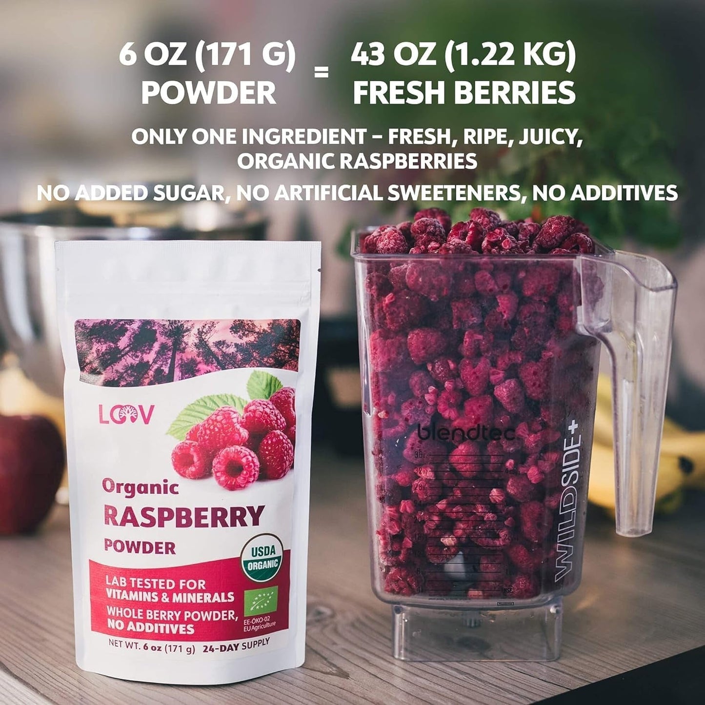 Organiczny proszek malinowy 100% całe maliny Liofilizowany proszek malinowy 171 g Z Europy Dostawa na 24 dni Bez dodatku cukru Sklep Naty Produkty suszone