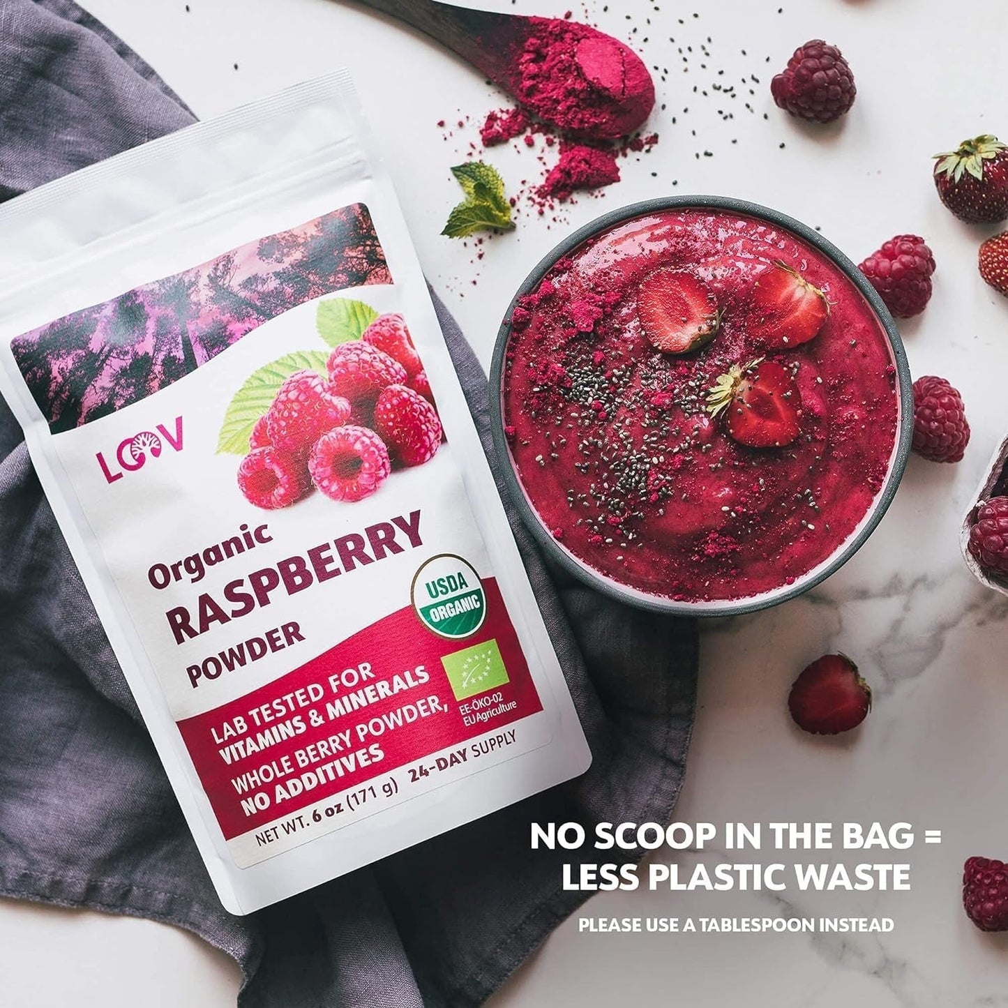 Organiczny proszek malinowy 100% całe maliny Liofilizowany proszek malinowy 171 g Z Europy Dostawa na 24 dni Bez dodatku cukru Sklep Naty Produkty suszone