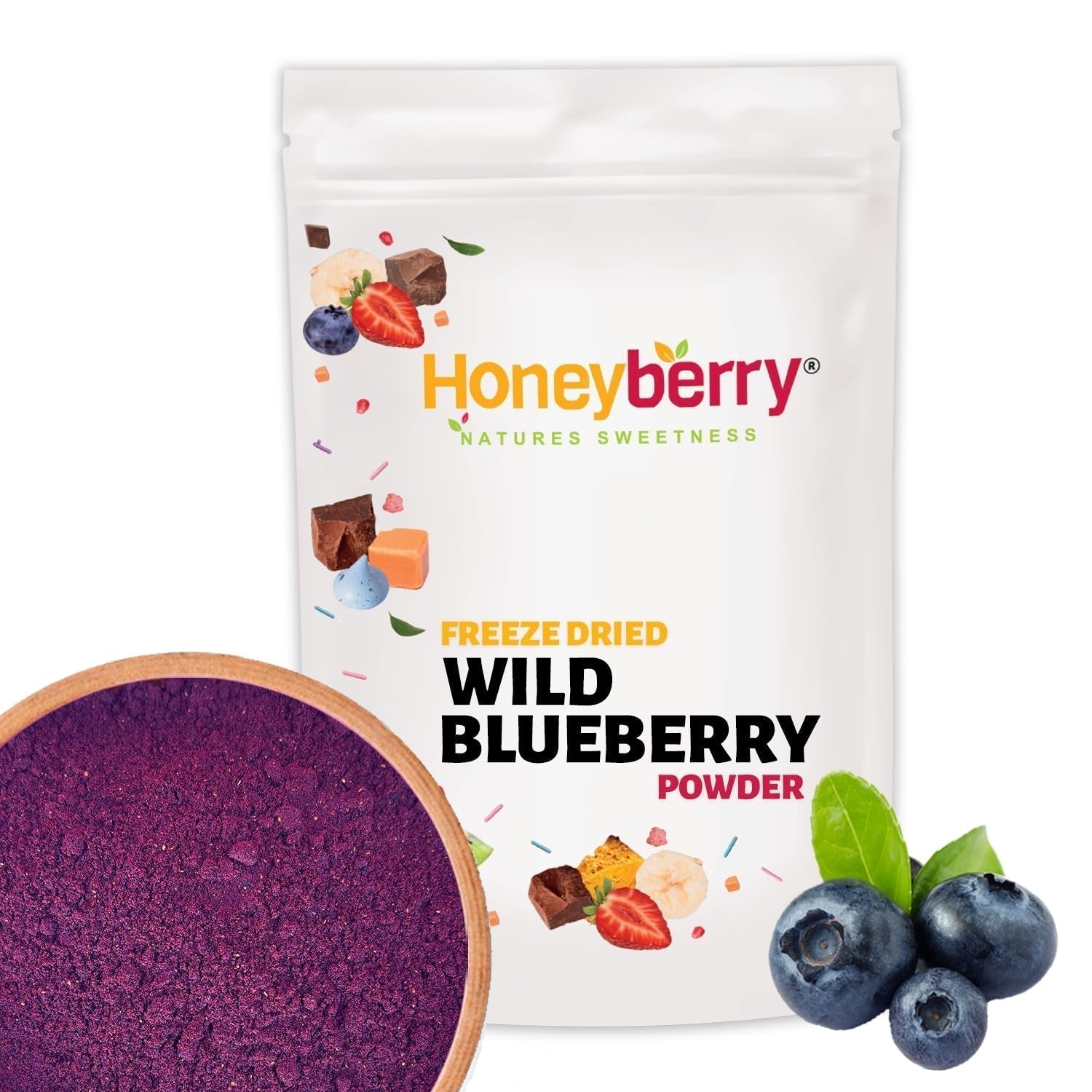 Liofilizowany proszek z dzikich jagód 100g - Liofilizowany proszek z owoców - Liofilizowany proszek z jagód do wypieków, smoothie i musli - Naturalny proszek z jagód bez dodatków Produkty suszone Mój sklep 100G