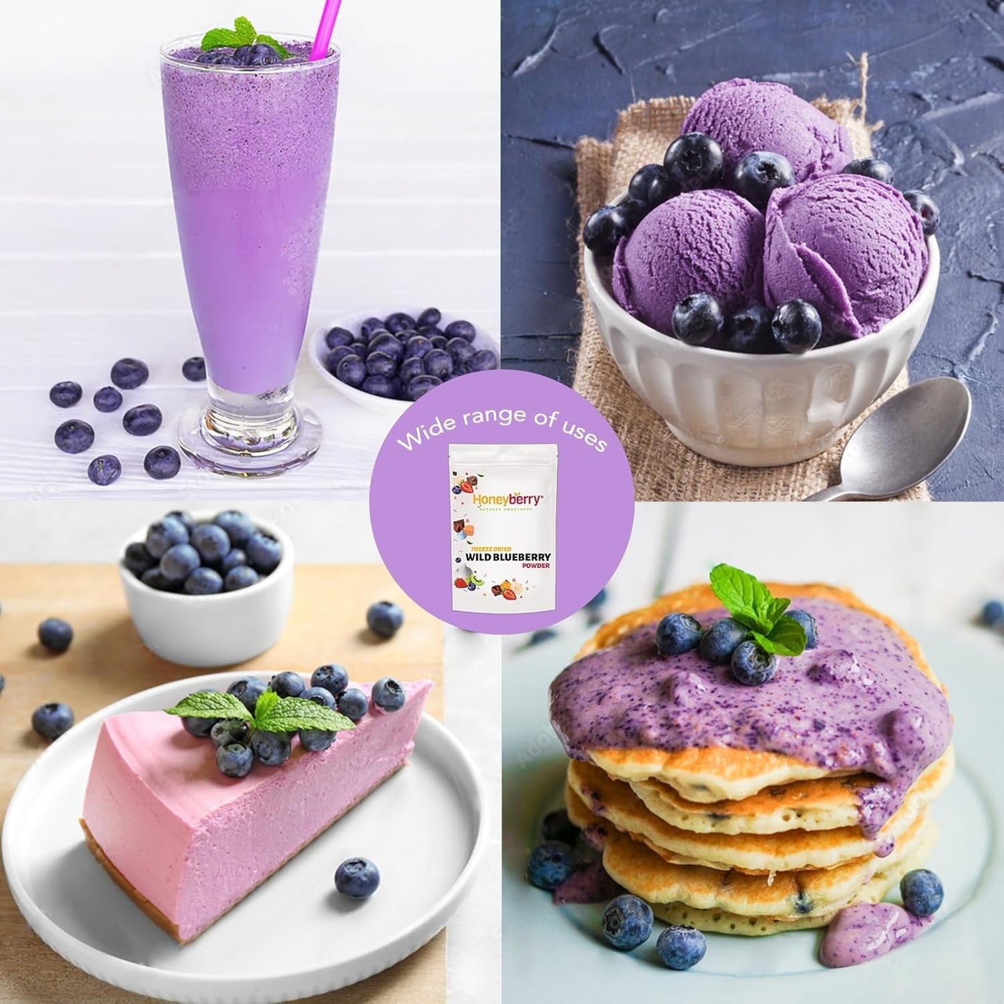 Liofilizowany proszek z dzikich jagód 100g - Liofilizowany proszek z owoców - Liofilizowany proszek z jagód do wypieków, smoothie i musli - Naturalny proszek z jagód bez dodatków Produkty suszone Mój sklep
