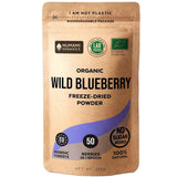 Organiczny proszek z dzikich jagód, liofilizowane całe jagody, 100% surowa jakość spożywcza, bogata w przeciwutleniacze i witaminę C, bez dodatku cukru, zbierane w Europie Północnej Produkty suszone Naty Shop 125 g