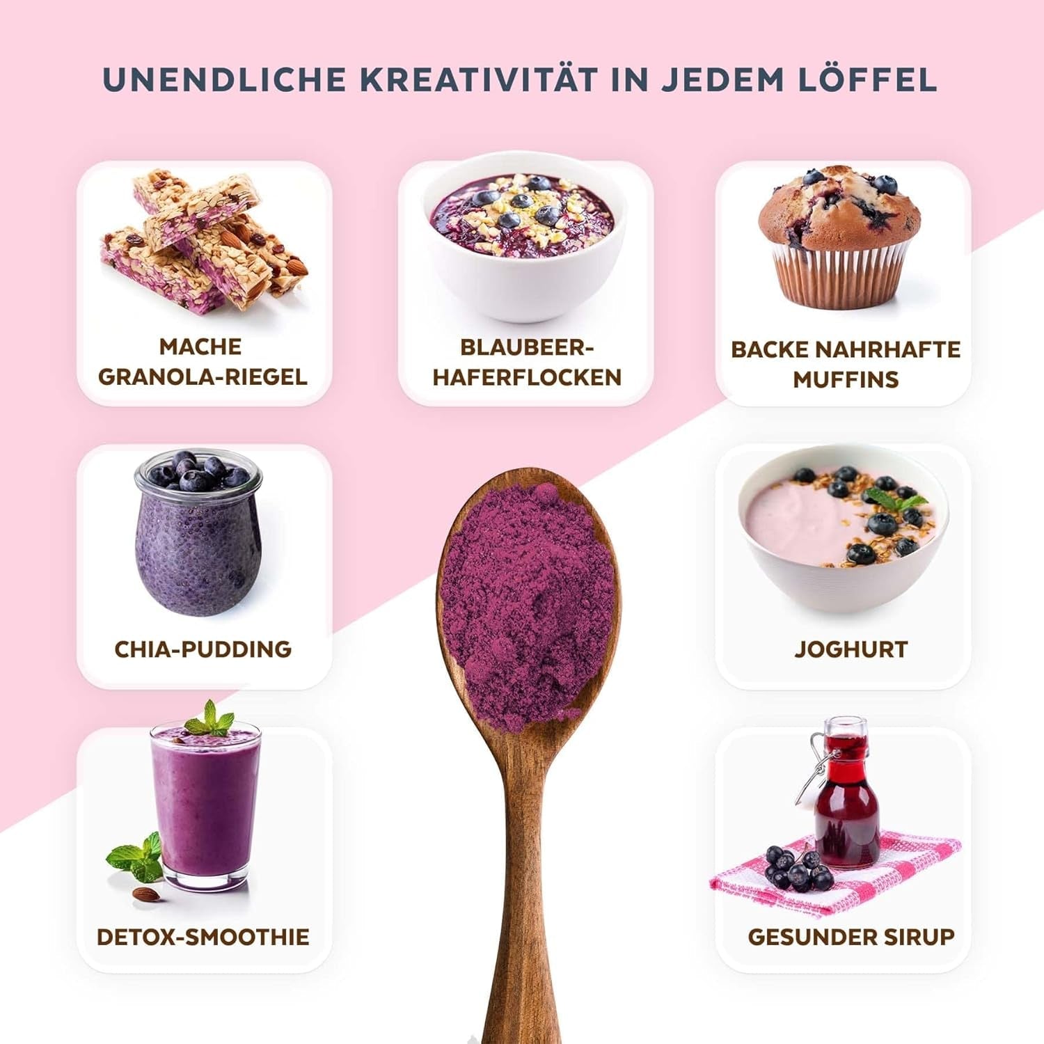Organiczny proszek z dzikich jagód, liofilizowane całe jagody, 100% surowa jakość spożywcza, bogata w przeciwutleniacze i witaminę C, bez dodatku cukru, zbierane w Europie Północnej. Produkty suszone Naty Shop