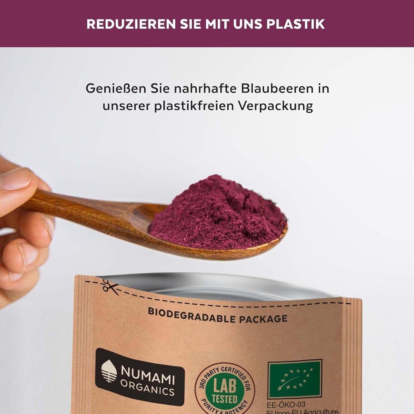 Organiczny proszek z dzikich jagód, liofilizowane całe jagody, 100% surowa jakość spożywcza, bogata w przeciwutleniacze i witaminę C, bez dodatku cukru, zbierane w Europie Północnej. Produkty suszone Naty Shop