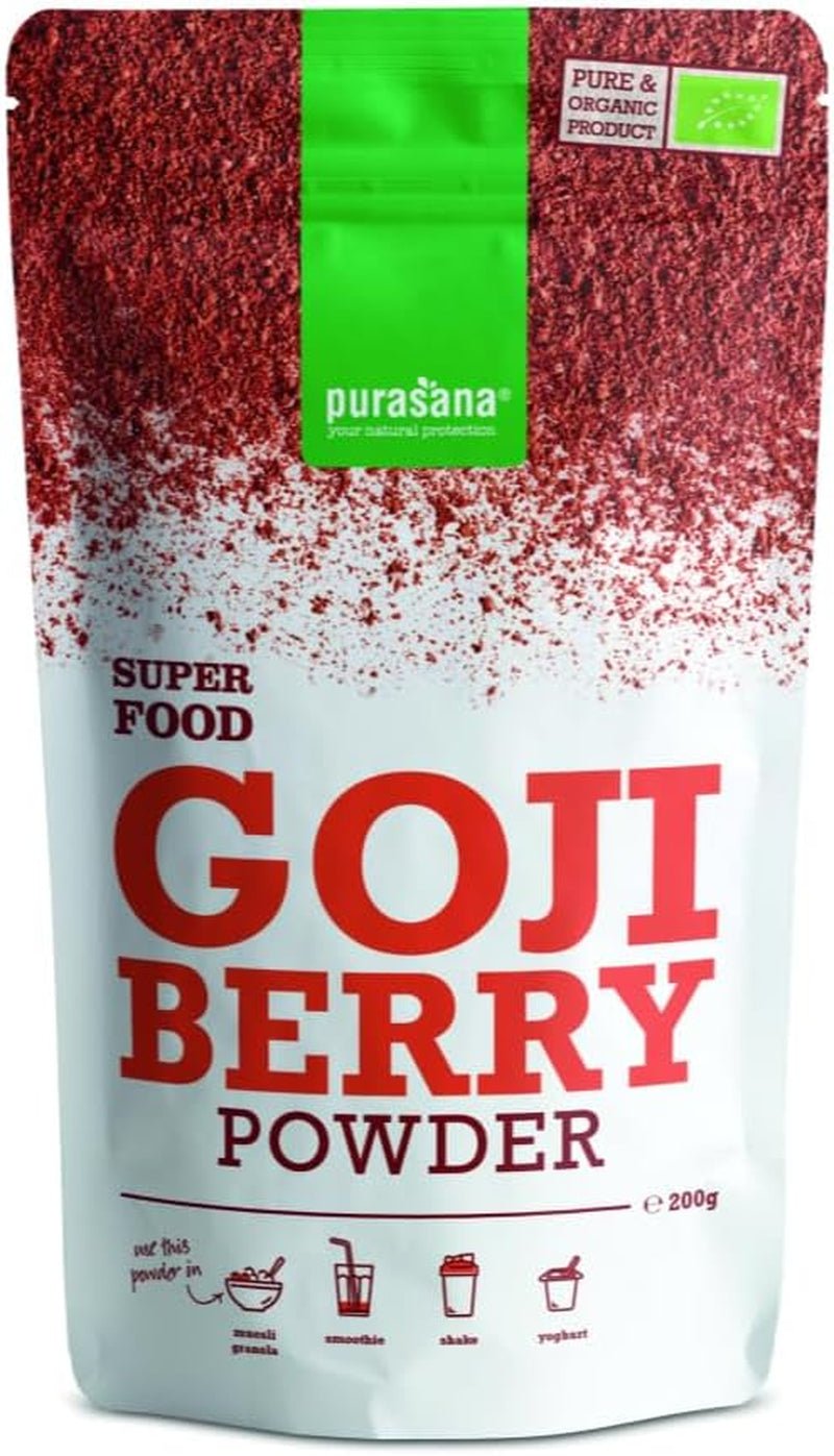 Purasana Jagody Goji w proszku z Tybetu w ramach kontrolowanej uprawy organicznej (200 g) Surowe produkty suszone klasy spożywczej Domyślny tytuł sklepu Naty