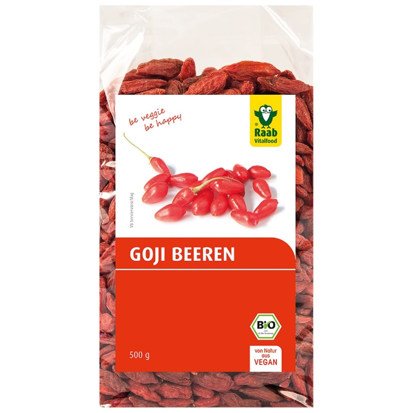 Raab Vitalfood Organiczne jagody goji, wysokiej jakości, kontrolowana zawartość pozostałości, testowane laboratoryjnie, bez siarki, bez dodatków, wegańskie, bogate w naturalne żelazo, potas, witaminę C, wolfberry, 1 opakowanie (250 g) Naty Shop Produkty suszone 500 gramów