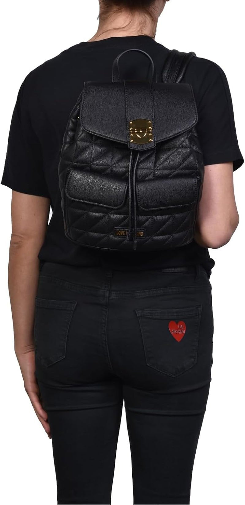 Plecak damski Love Moschino, czarne torby damskie Naty Shop
