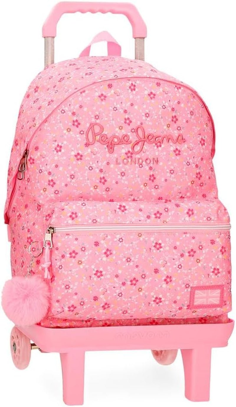 Pepe Jeans Alenka plecak szkolny z wózkiem, niebieski, 30 x 40 x 12 cm, poliester, 14,4 l, niebieski, plecak szkolny z wózkiem Plecaki i tornistry Premium Naty Shop Rucksack 46 + Trolley