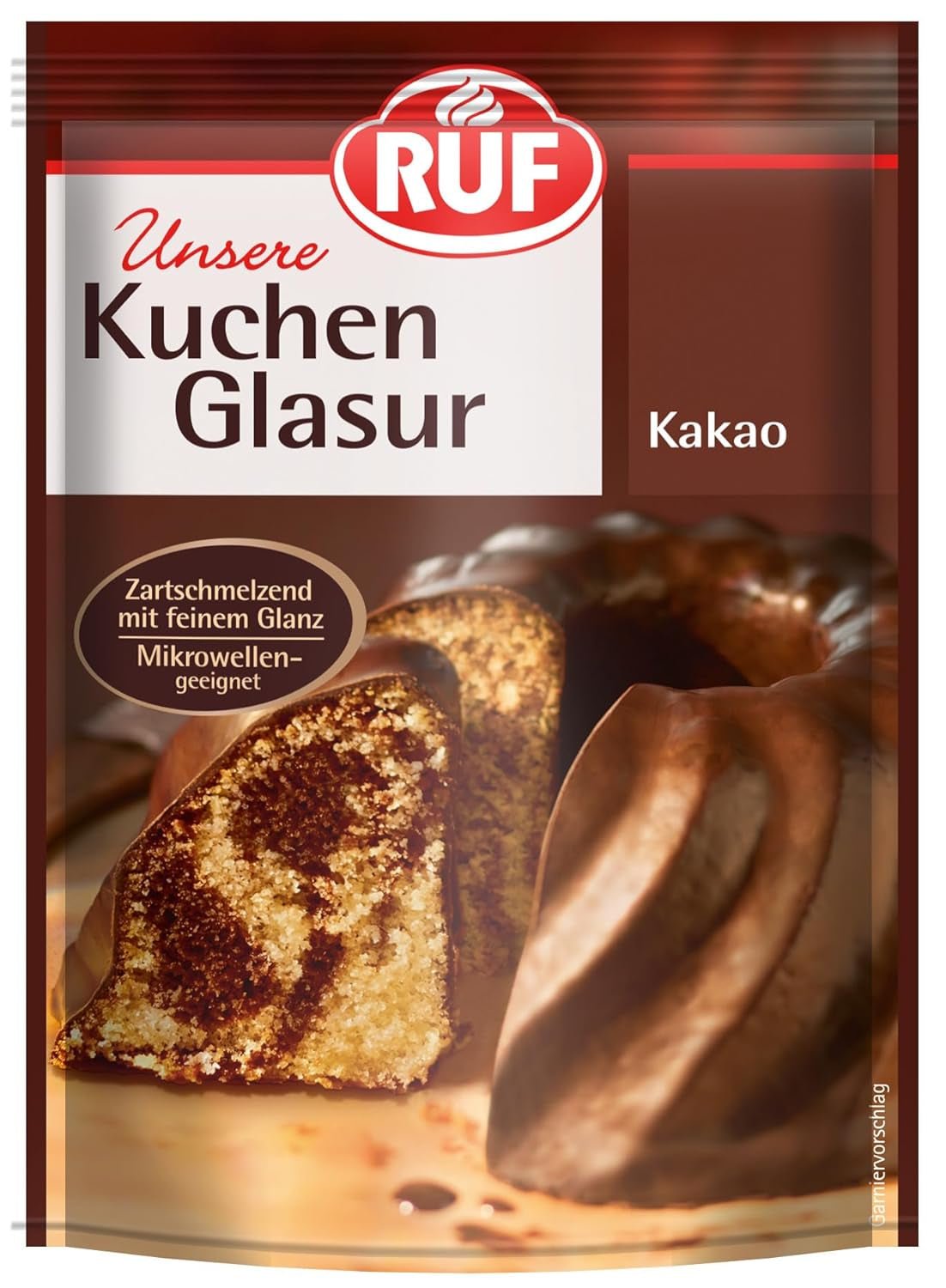 RUF Cake Glaze Bourbon Vanilla, 100g w torebce, można używać w kuchence mikrofalowej, do polewania i dekorowania ciastek, muffinów i ciast, bezglutenowa Naty Shop Pasta cukrowa kakaowa
