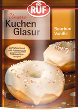 RUF Cake Glaze Bourbon Vanilla, 100g w torebce, odporna na działanie mikrofal, do polewania i dekorowania ciastek, muffinów i ciast, bezglutenowa Naty Shop Pasta cukrowa waniliowa