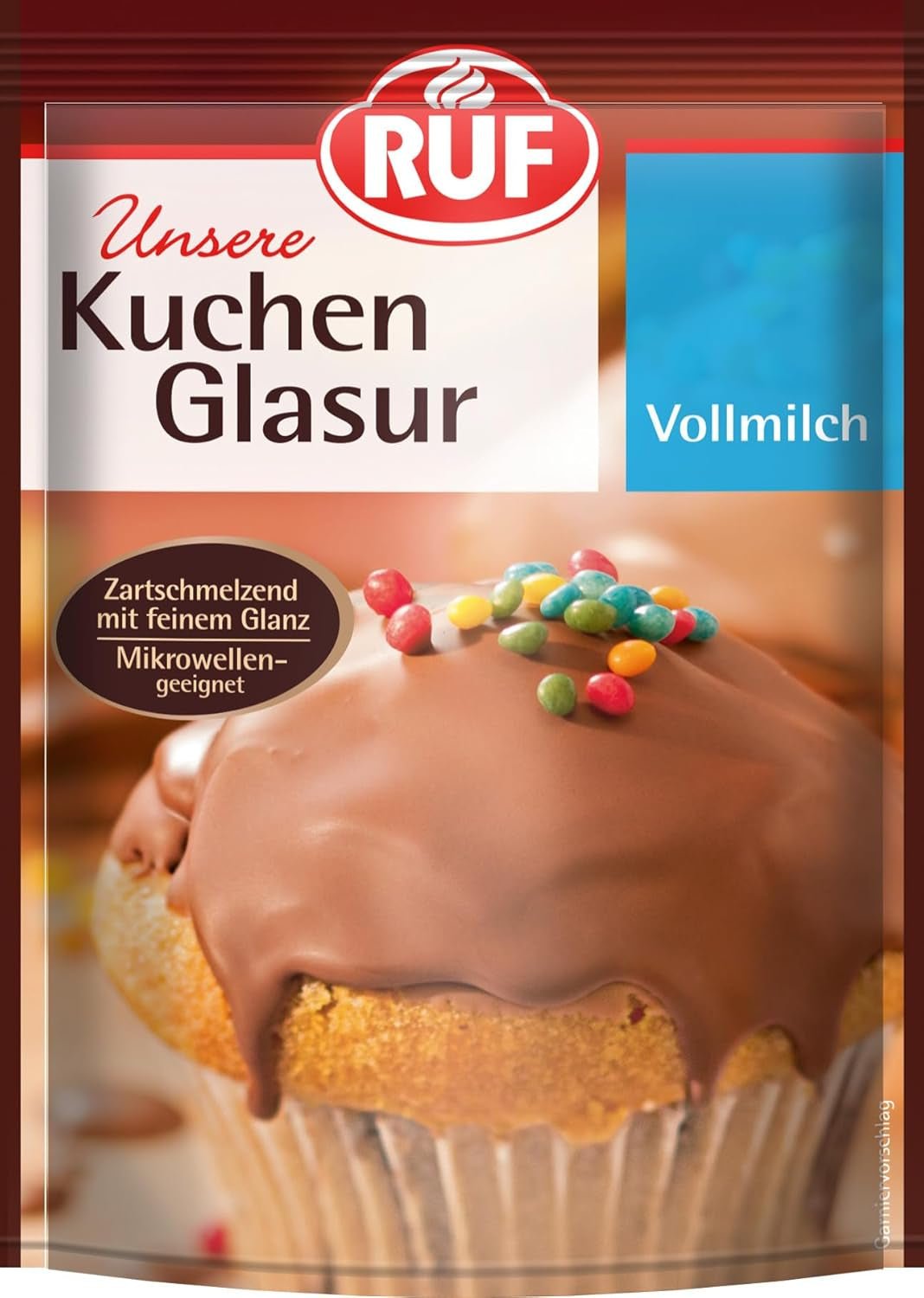RUF Cake Glaze Bourbon Vanilla, 100g w torebce, można używać w kuchence mikrofalowej, do polewania i dekorowania ciastek, muffinów i ciast, bezglutenowa Naty Shop Pasta cukrowa Mleko pełne