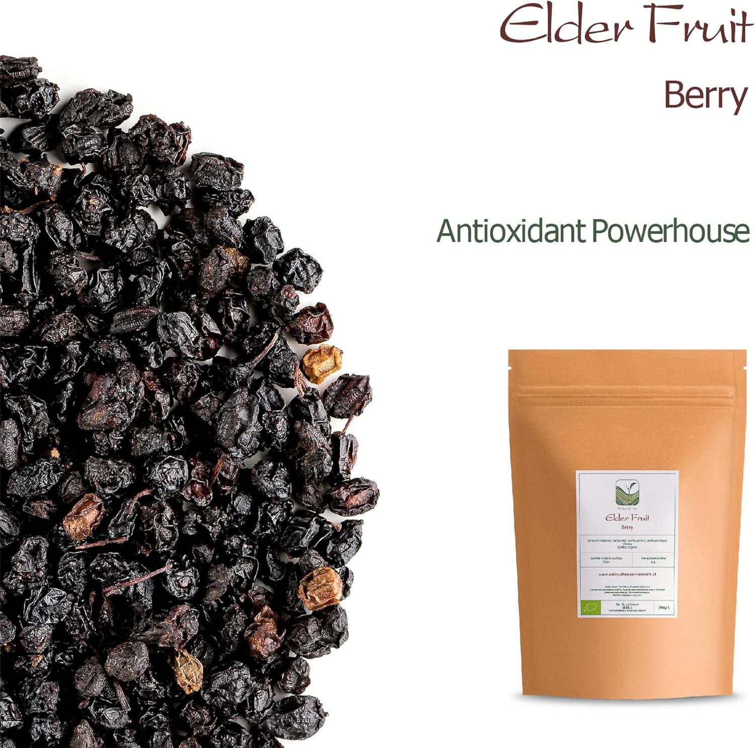 Ekologiczny czarny bez - całe jagody sambucus - czarny bez Produkty suszone Naty Shop