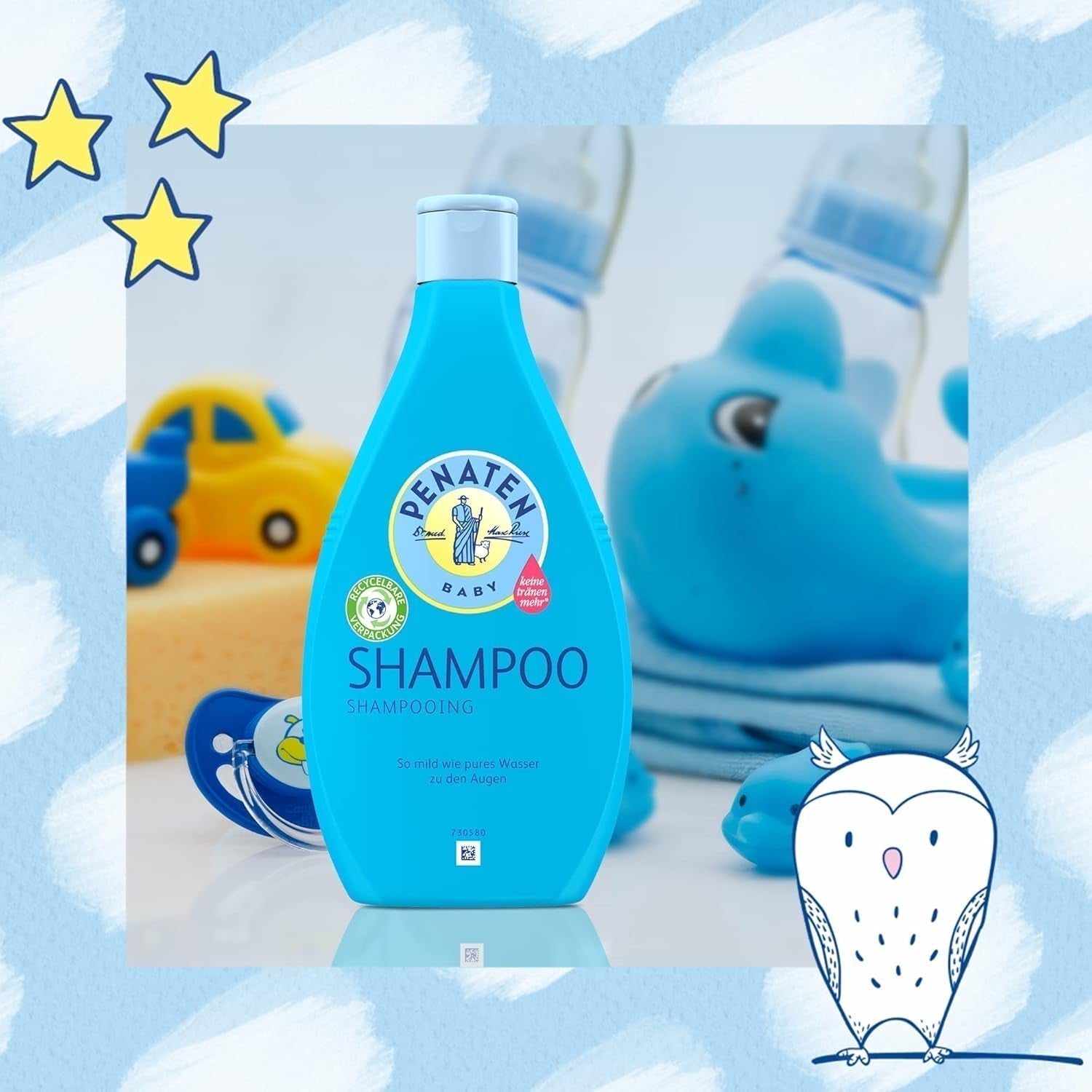 Szampon PENATEN (400 ml), wyjątkowo delikatny szampon dla dzieci, do miękkich i łatwych do rozczesania włosów, delikatny jak czysta woda do oczu, w opakowaniach nadających się do recyklingu (opakowanie 2 szt.) Dzieci - Kąpiel i pielęgnacja skóry Naty Shop