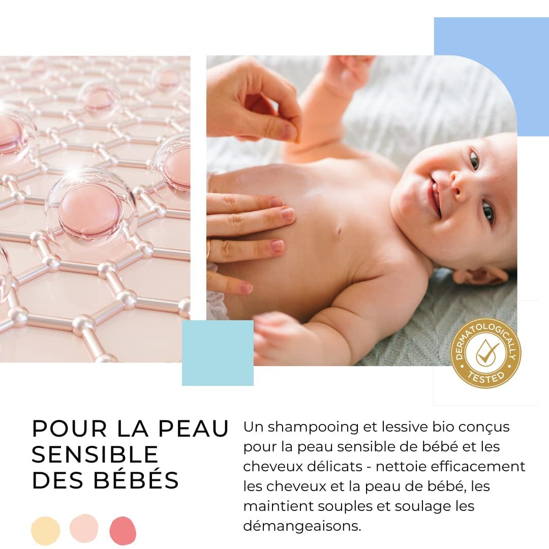 Szampon i żel oczyszczający 2 w 1 Daily Gentle Baby Shampoo & Cleansing Gel - wegański i organiczny - w 98% z naturalnych składników - Szampon bez łez dla dzieci i niemowląt - 300 ml Dzieci - Kąpiel i pielęgnacja skóry Naty Shop