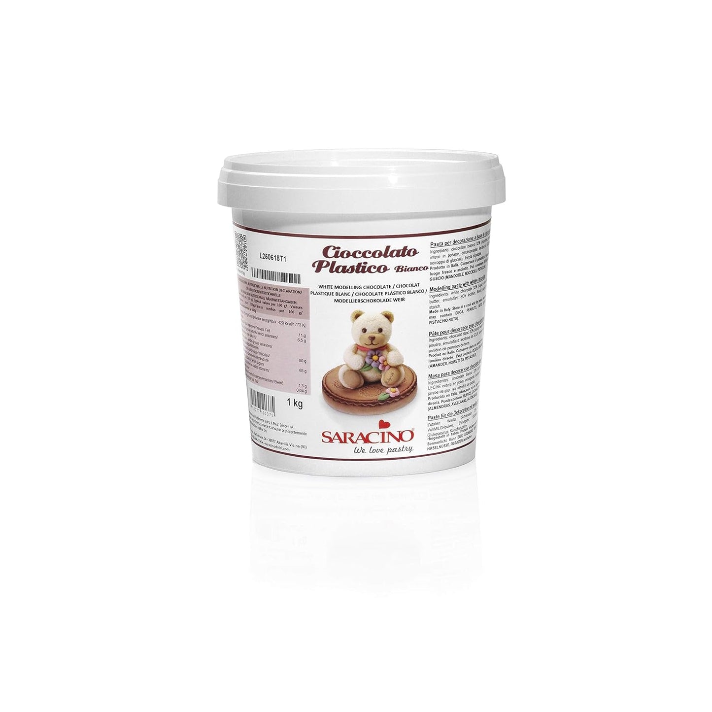 Saracino Biała czekolada modelarska Do dekoracji i modelowania 1 Kg Made In Italy Pasta cukrowa Naty Shop Ivory
