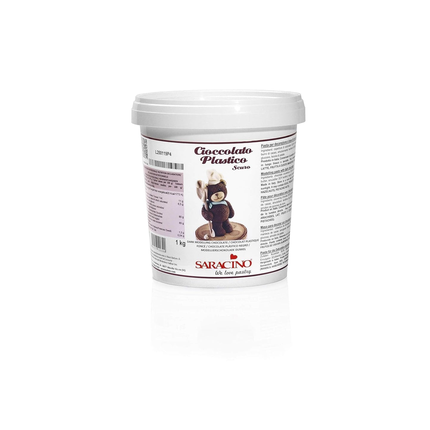 Saracino Biała czekolada modelarska Do dekoracji i modelowania 1 Kg Made In Italy Pasta cukrowa Naty Shop Brown