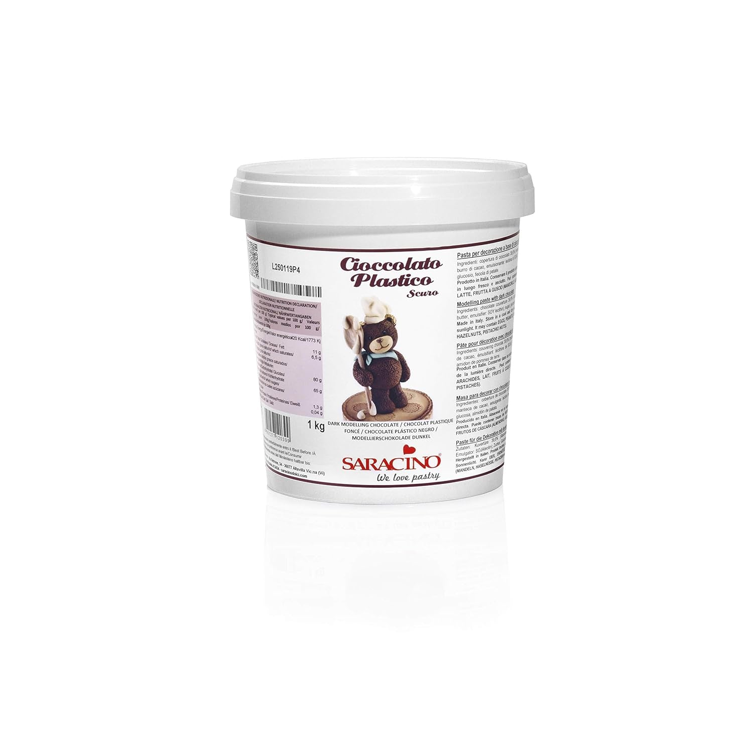 Saracino Biała czekolada modelarska Do dekoracji i modelowania 1 Kg Made In Italy Pasta cukrowa Naty Shop Brown